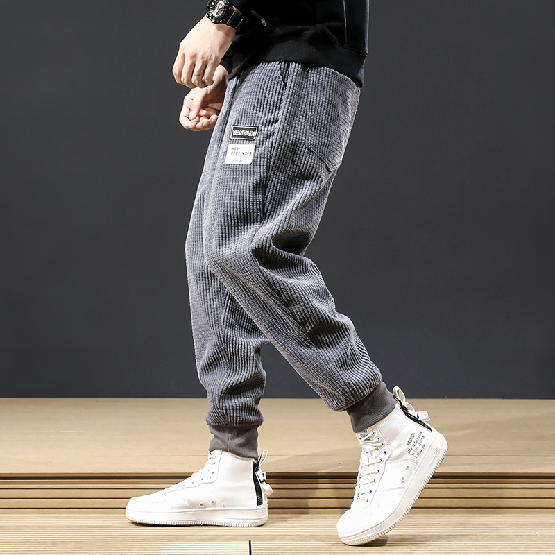 Newly Autumn Fashion Men Jeans Loose Fit Casual Corduroy Cargo Pants Wide Leg Harem Trousers Streetwear Hip Hop Jogger Pants Men