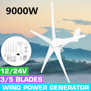 9000W Horizontal Wind Generator 12/24V 3/5 Blade Wind Turbines Generator Windmill Energy Turbines Charge with controller