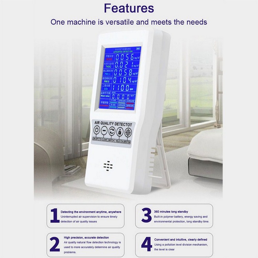 Formaldehyde detector Gas Analyzers CO2 PM 2.5 Meters TVOC HCHO AQI Carbon Dioxide Detector Protable Air Quality Tester