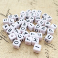 Black F Pring 10*10MM Cube White Alphabet Jewelry Letter Beads 550PCS Acrylic Plastic Single English Initial Lucite Loose Bead
