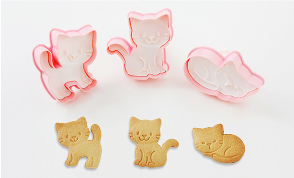 3Pcs/Set Cute Cat Cookie Mold Fondant Cutter Biscuit Cake Pastry Mould Decoration Kitchen DIY Baking Supplies