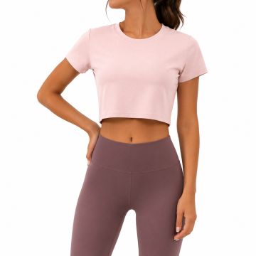Crew Neck Short Sleeve Cropped Crop Top