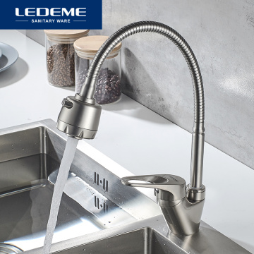 LEDEME Kitchen Faucet Cold and Hot Water Kitchen Sink Mixer Taps Single Hole Water Tap Stainless Steel Torneira Cozinha L4313