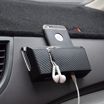 Car Storage Box Carbon Fiber Grain Paste Type Mobile Phone Holder Car Organizer Stowing Tidying Storage Box Car Styling