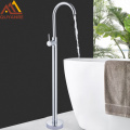 Quyanre Chrome Bathtub Shower Faucet Floor Standing Bath Tub Spout Shower Single Handle Mixer Tap Bathroom Shower Faucet Mixer