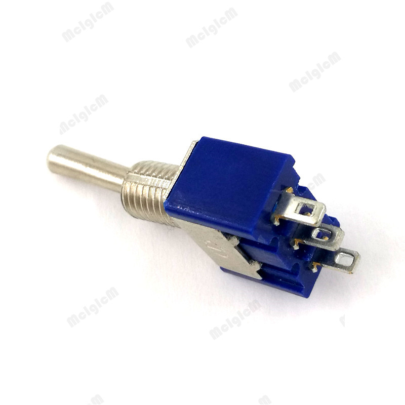 10pcs/lot Mini Toggle Switch SPDT 6A 125V AC/ 3A 250V AC Miniature Toggle Switch 3 pins On-Off-On On-Onwith Nuts and Flats