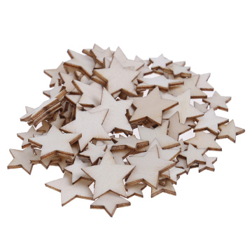 100PCS mix Natural Wood Crafts hollowed out Pentagram star bookmark Pattern Art Collection Handmade Home DIY decoration