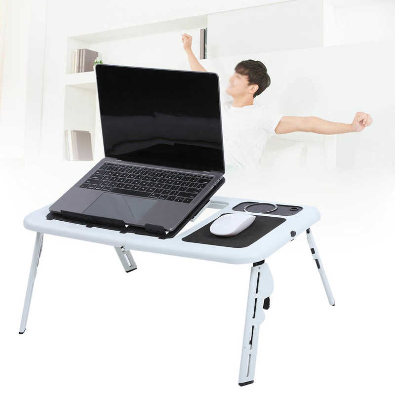 Folding Portable Laptop Notebook PC Computer Desk Adjustable Car Bed Sofa Desk Stand Table Cooling Fan Tray Computer Table