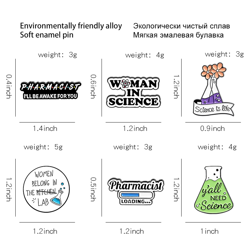 Math Science Enamel Pin Custom Chemistry Pharmacist Equation Brooches Bag Lapel Pin Black White Badge Jewelry Gift for Students