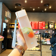 450ml New Square Water Bottle Frosted Fruit Milk Water Cup Portable Leakproof Korean Style With Rope Sports Cup