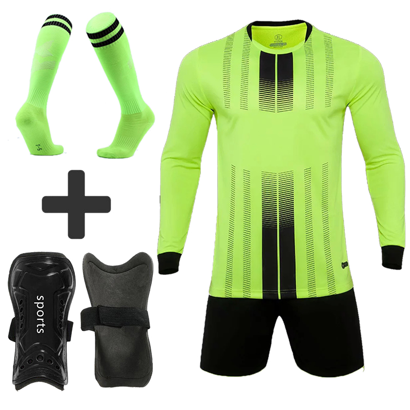 customized Adult Children Football Jerseys Uniforms Tracksuit Boys girls Soccer Clothes Sets free Soccer Shin Guards Pads Sock