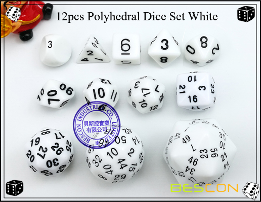 12pcs Polyhedral Dice Set White
