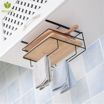 Hot Kitchen Double Layer towel rack hanging holder Cabinets Shelf Chopping Board Storage Rack Hanger Shelf Kitchen Accessories