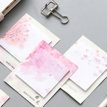 Fresh Cherry Sakura Natural Memo Pad Sticky Notes Shopping Check List School Supply Label