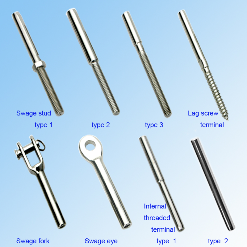 Toggle Turnbuckle Swage Stud 1/8" Wire Stainless Steel 316 Deck Cable Railing Deck Fitting