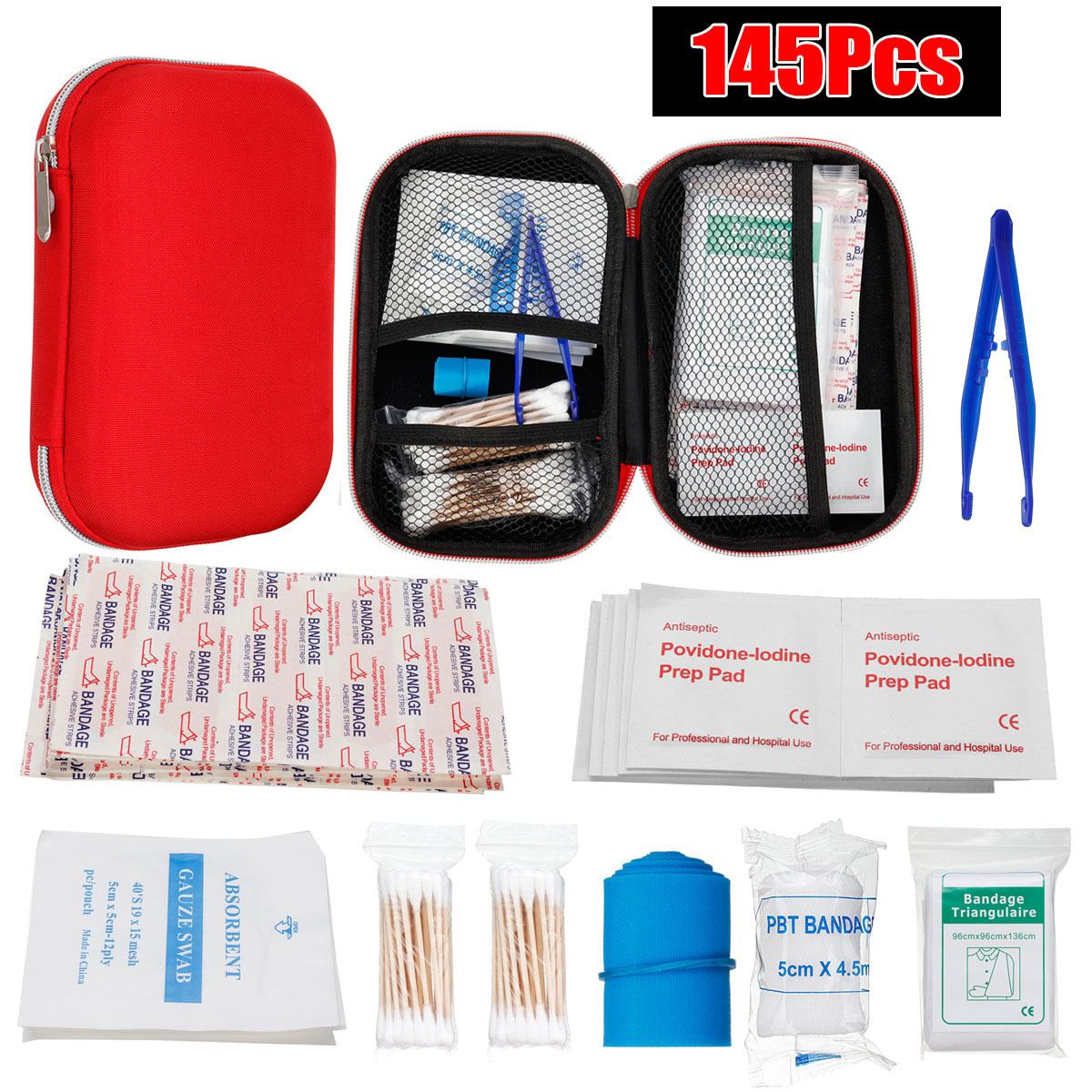 145/261/304 Pcs Mini Safe Camping Hiking Car First Aid Bag Kit Outdoor Home Medical Emergency Kit Survival Rescue Treatment Pack