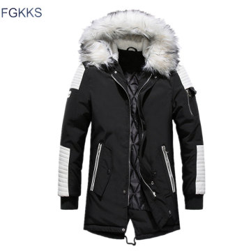 FGKKS Men Parka Cotton Thick Jacket 2020 Winter New Warm Fashion Fleece Jackets Coats Fur Collar Men's Parkas