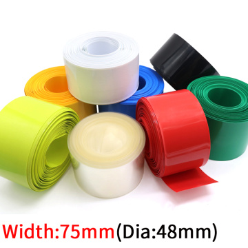 Width 75mm PVC Heat Shrink Tube Dia 48mm Lithium Battery Insulated Film Wrap Protection Case Pack Wire Cable Sleeve Colorful