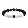 Natural Stone 8MM Black Lava Stone With Gemstone Round Beads and Mood Beads Stretch Bracelet 7.5" Long