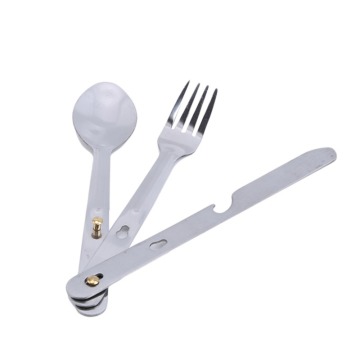 3PCS Cutlery Flatware Set Portable Handle Stainless Steel Knife Fork Spoon Set Tableware Set Kitchen Outdoor Camping