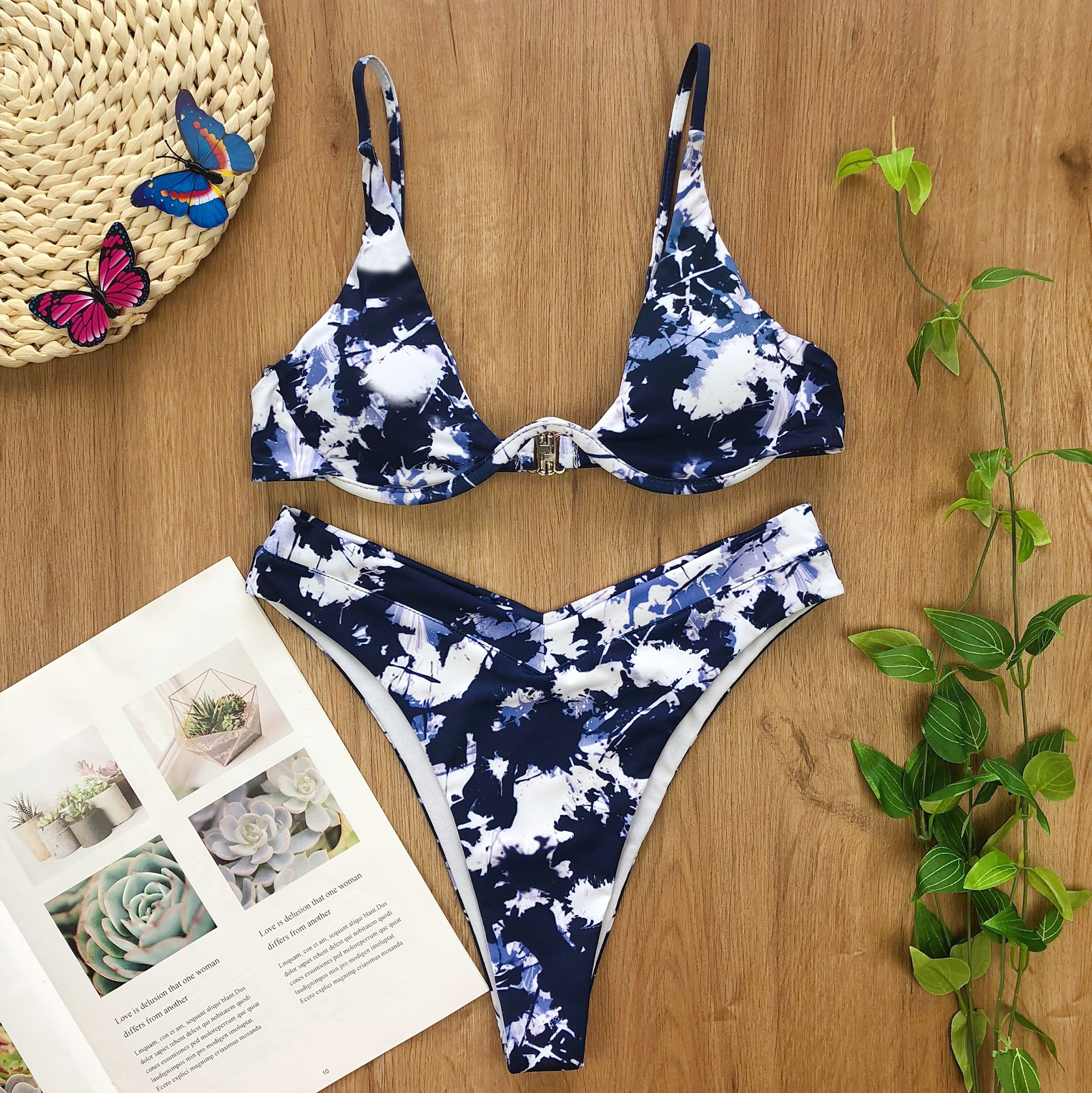 Sexy Push Up Bikini Set Floral Underwire Swimwear Women Bathing Suit Beachwear Gather Micro Bra Bikini Biquini Mujer Beachwear