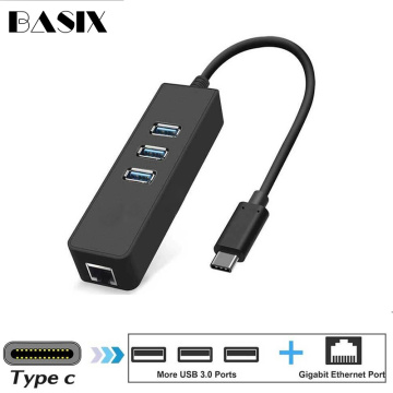 Basix USB C Ethernet Adapter USB C Hub to Ethernet RJ45 Lan Adapter Network Card Gigabit Internet for Macbook Pro Air Type C Hub