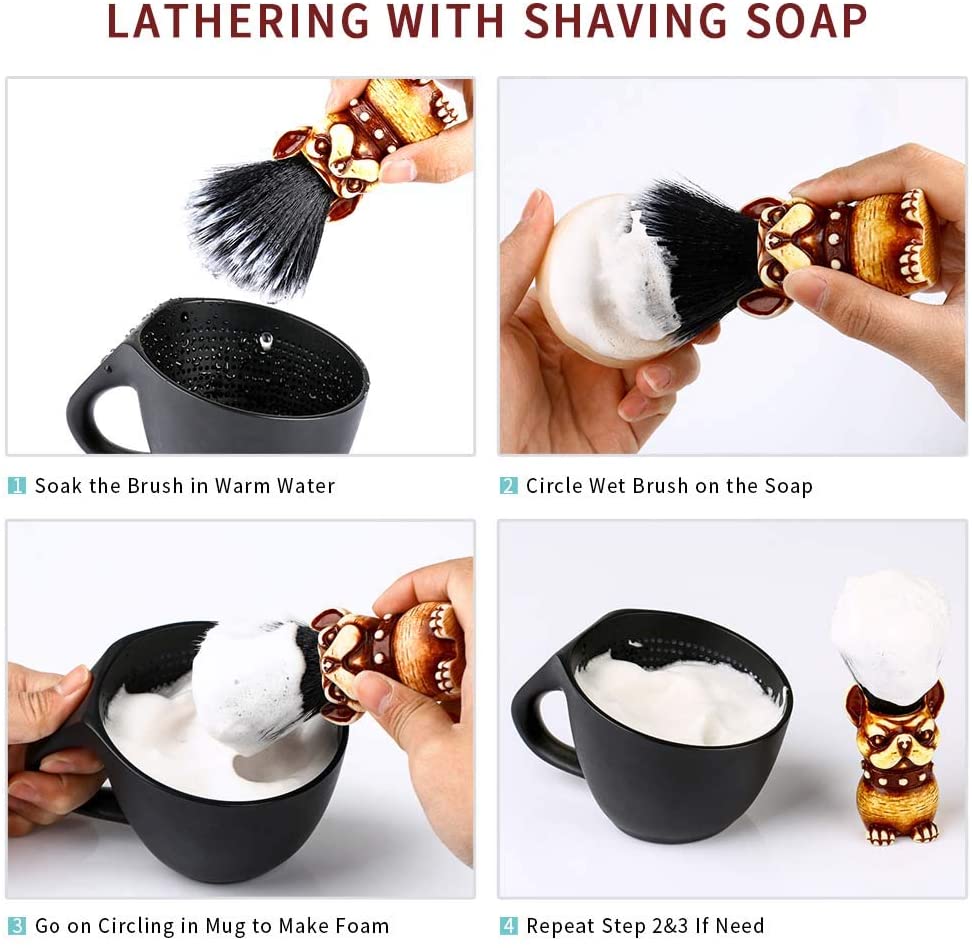 Synthetic Badger Shaving Brush Resin Handle Nylon Bristles Hair Lathering Foam Brush for Men with Travel Case Wet Shave Knot 22m