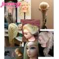 Training Head Blonde For Salon Can be Curled 60 % Real Human Hair 60 cm Hairdressing Mannequin Dolls professional styling head