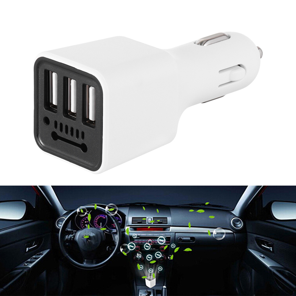 Mini Car Air Purifier 12V Auto Car Fresh Air anion Ionic Purifier Oxygen Bar Ozone Ionizer cleaner 3 USB Port USB Charger