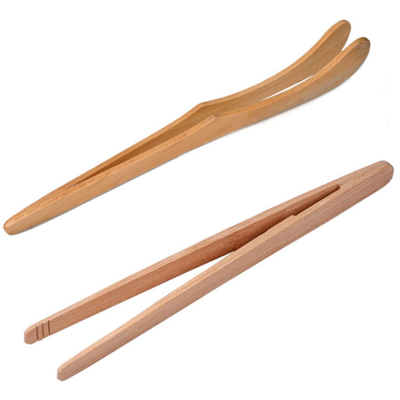 18x3cm Bamboo Wood Tea Tongs Food Toast Bacon Sugar Tea Tongs Salad Clip Tweezer Cooking Utensil Gadget Kitchen Tool