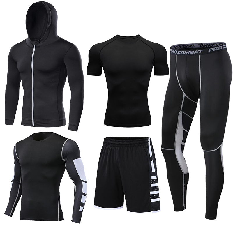 Dry Fit Men's Training Sportswear Set Gym Fitness Compression Sport Suit Jogging Tight Sports Wear Clothes 4XL5XL Oversized Male