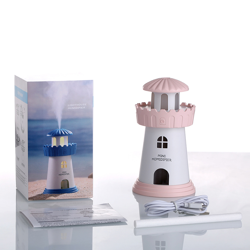 Fashion Lighthouse Led Ultrasonic Humidifier Mist Maker Fogger USB Humidifiers Air Freshener Aroma Diffuser Lamp Home Appliances