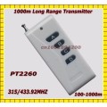 Long Range Transmitter RF Remote Control 1000m 4 Button High Power Remote 315/433.92MHZ PT2260 Fixed Code 4.7M