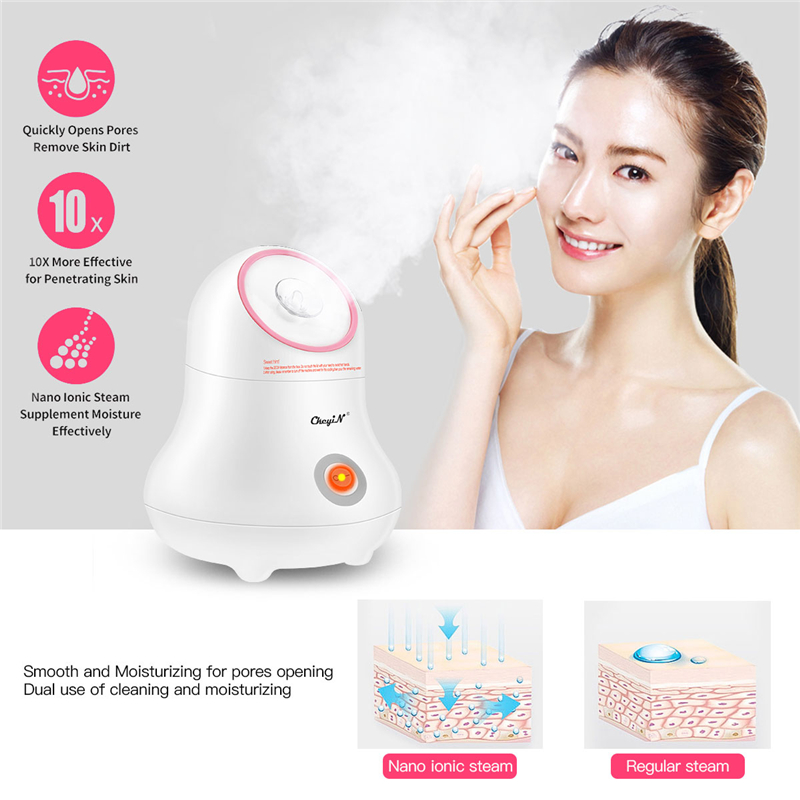 Lady Facial Moisturizing Sprayer Nano Ionic Facial Steamer Sauna Spa Steaming Tool Women Face Humidifier Pore Open Deep Cleaning