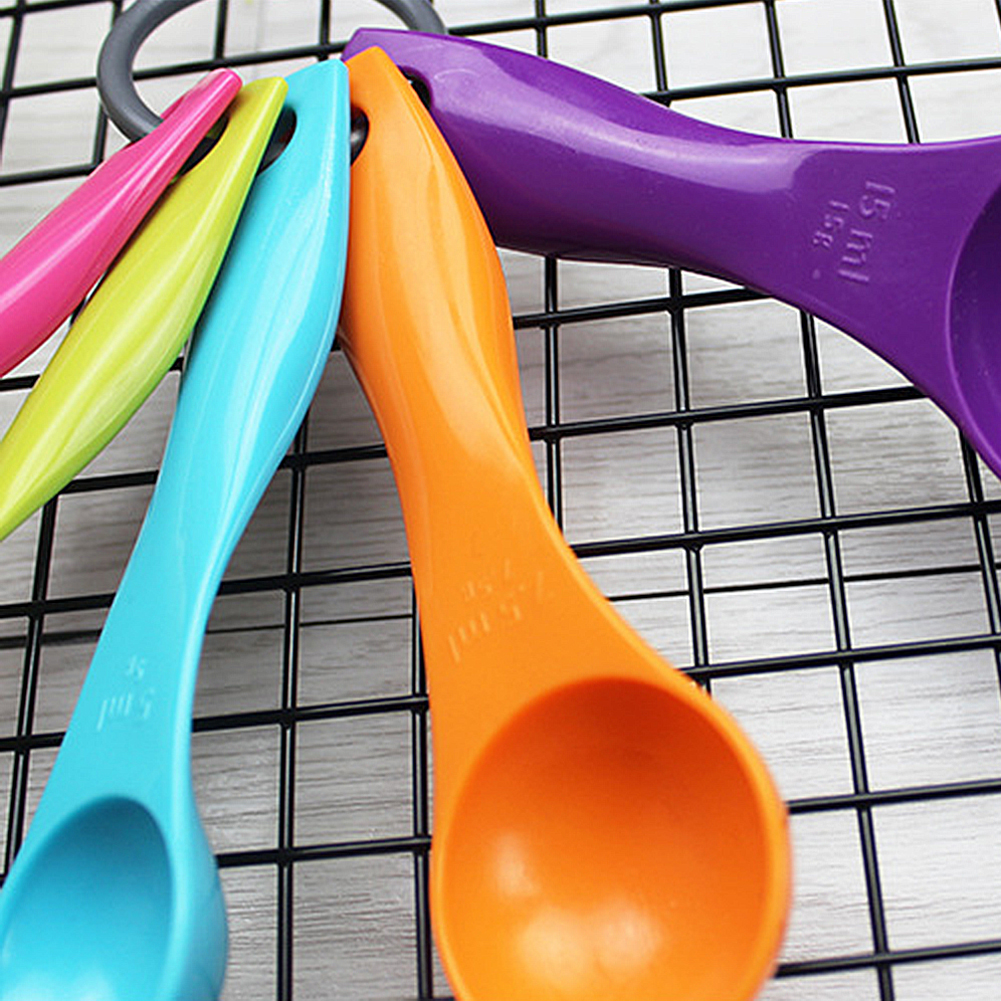 5pcs/set ABS Plastic Measuring Spoons Colorful Measure Spoon Durable Sugar Cake Baking Spoon Kitchen Measuring Tool FreeShip