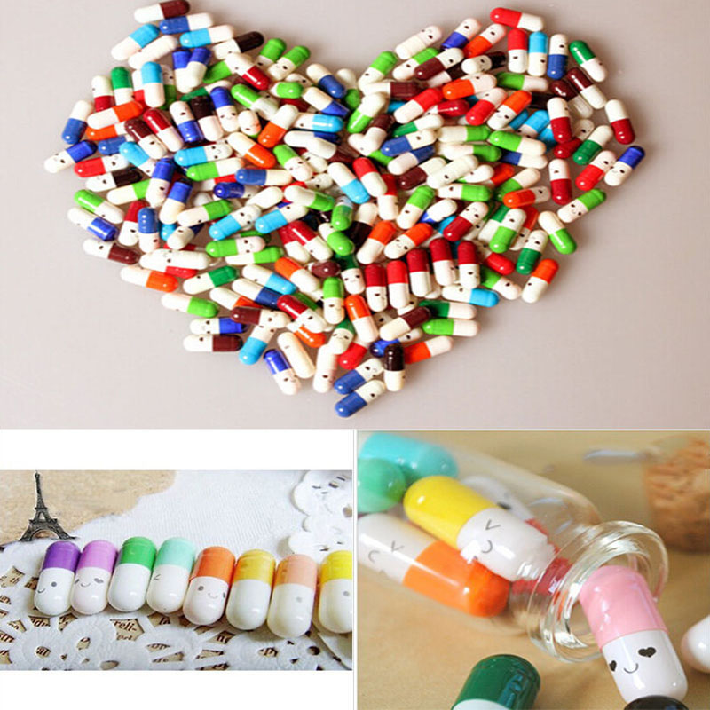50 pcs/lot Color Random New Arrival Fashion Love Capsule Pills Stationery Wishing Bottle Multicolor Capsules