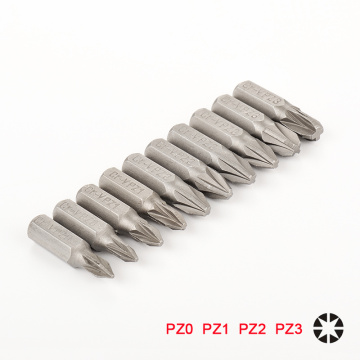 10pcs 25mm CR-V PZ Pozidriv Bits 1/4 Inch 6.35mm Hex Shank PZ0 PZ1 PZ2 PZ3 Anti Slip Electric Screwdriver Bit Set