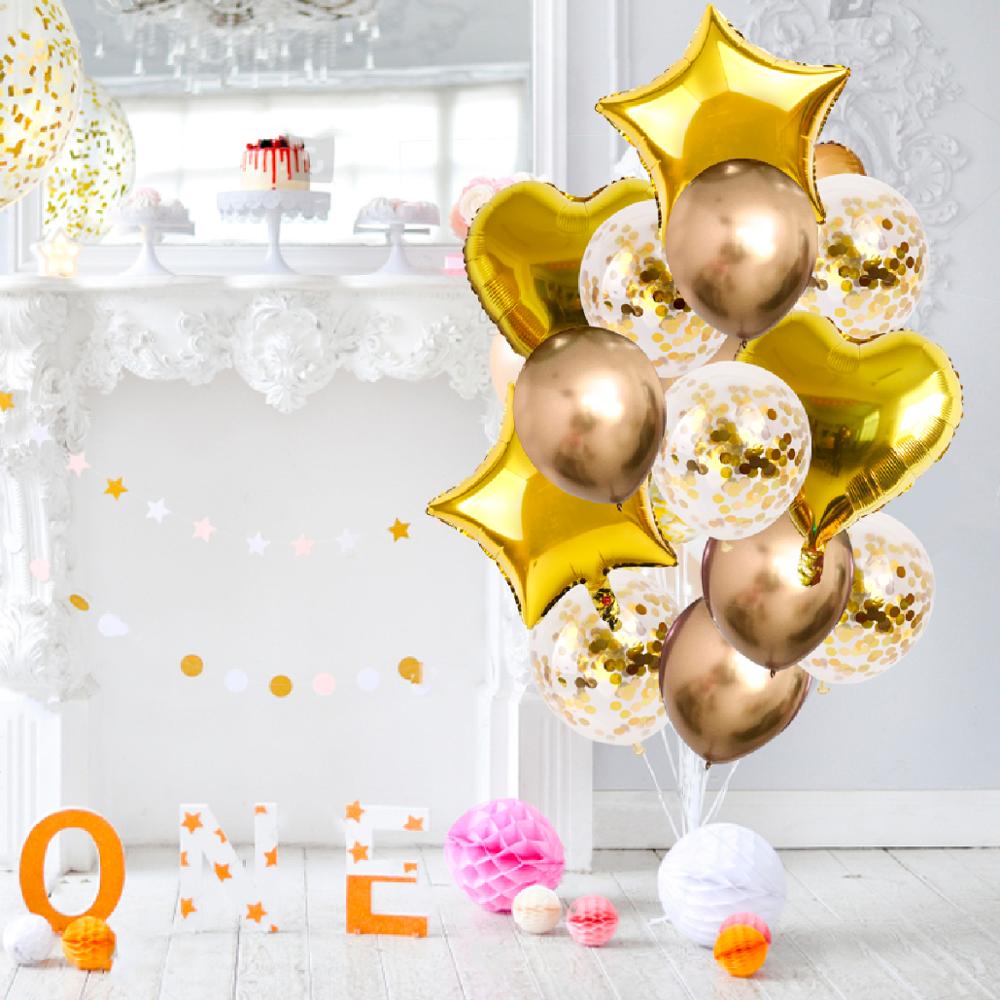 PATIMATE Multi Confetti Foil Balloon Heart Star Birthday Party Decorations Kids Wedding Decoration Wedding Party Supplies