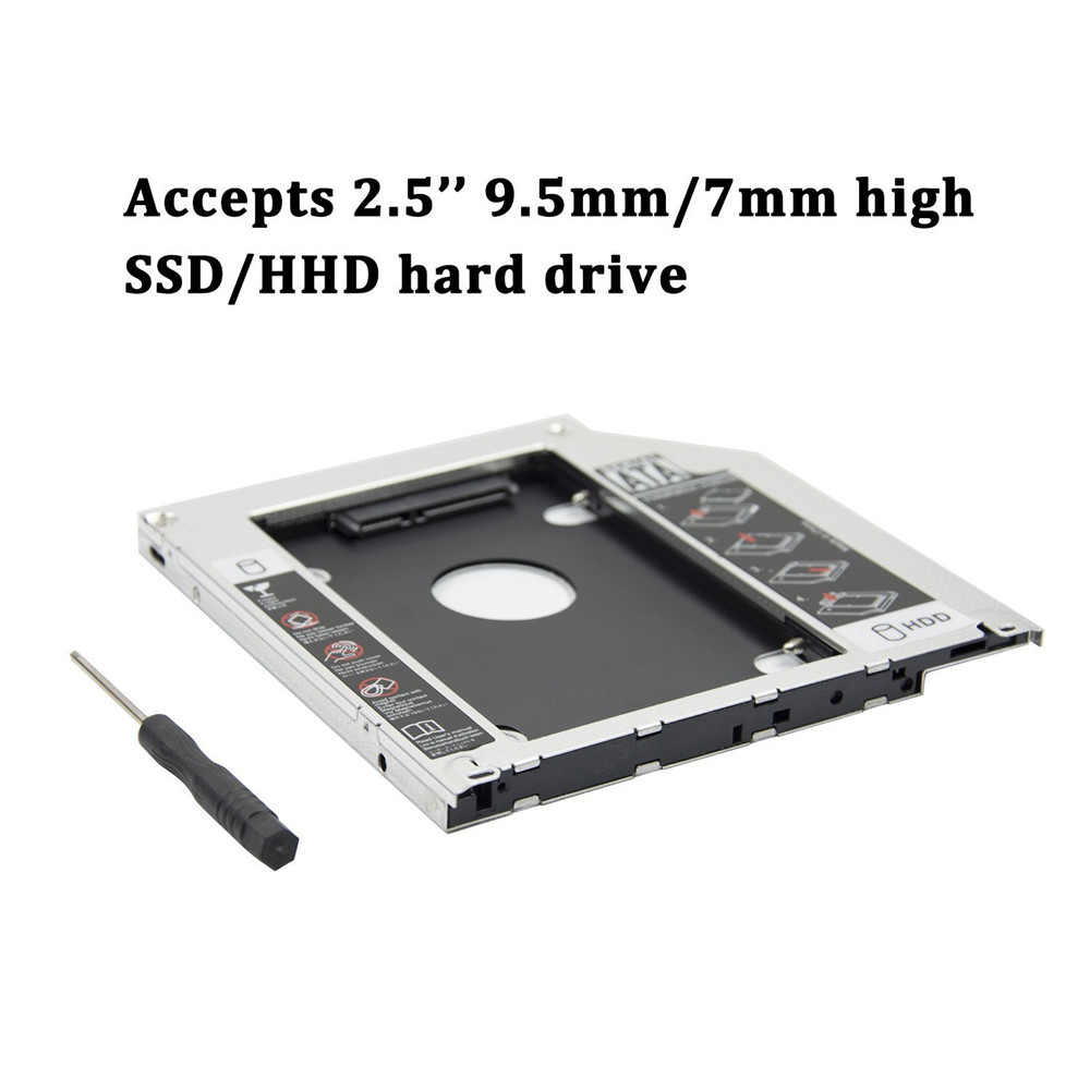 Universal Aluminum 9.5mm SATA III 2nd SSD HDD Hard Drive Caddy Adapter Tray Enclosure For Laptop CD-ROM DVD-ROM
