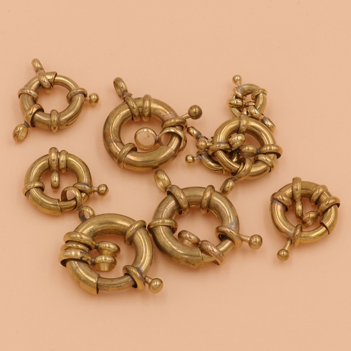 2pcs Brass Jewelry O-ring Snap Hook with Double "8" Ring Bracelet Necklace Connector Jewelry Hardware Accessories