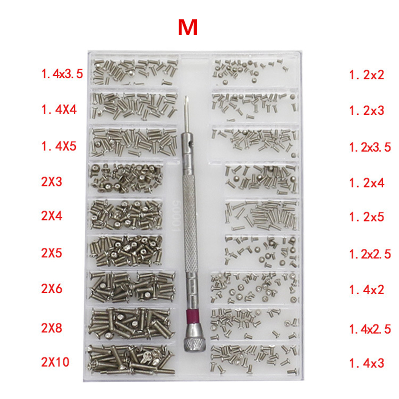 18 Types 500Pcs Mini screw DIY Kit +1.6mm Screwdriver For Laptop Computer Assemble Repair Screw Fastener set