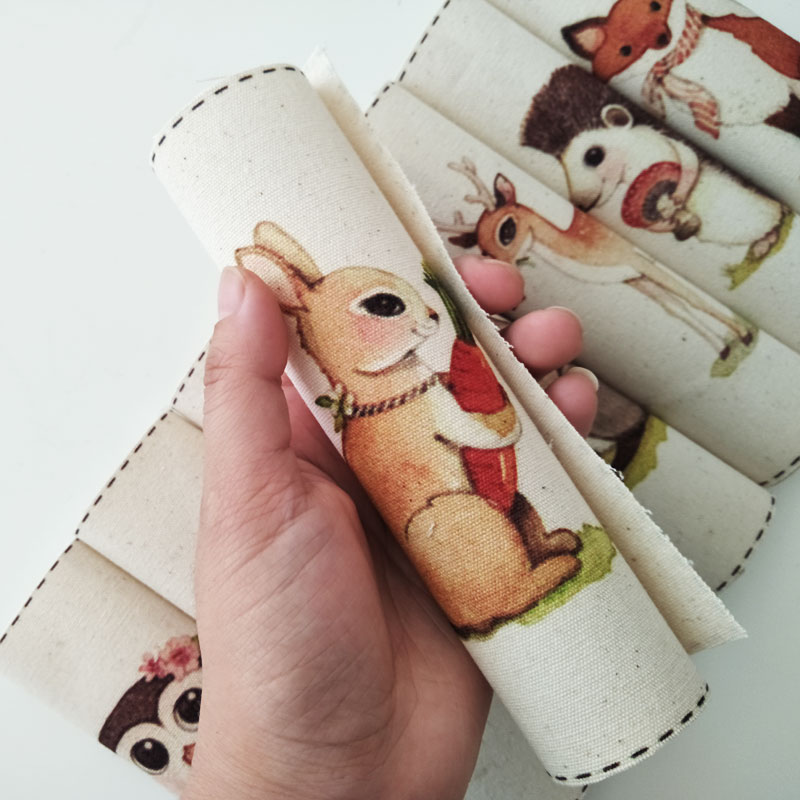 15*15cm Cartoon lovely animal Cotton Linen cloth Hand dyed cloth Digital printed fabric Quilt DIY Handmade