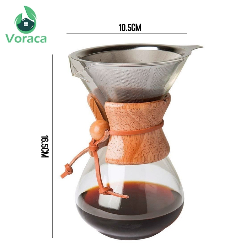 Heat-resistant 400ml Glass Coffee Pot with Stainless Steel Filter Drip Coffee Kettle Dripper Pour Over Coffee Maker Barista Tool