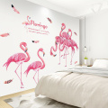 Pink Flamingo Family PVC Wall art Stickers Kids Room Girl Boy Bedroom Living Room Decor Decals DIY Romantic Wallpaper