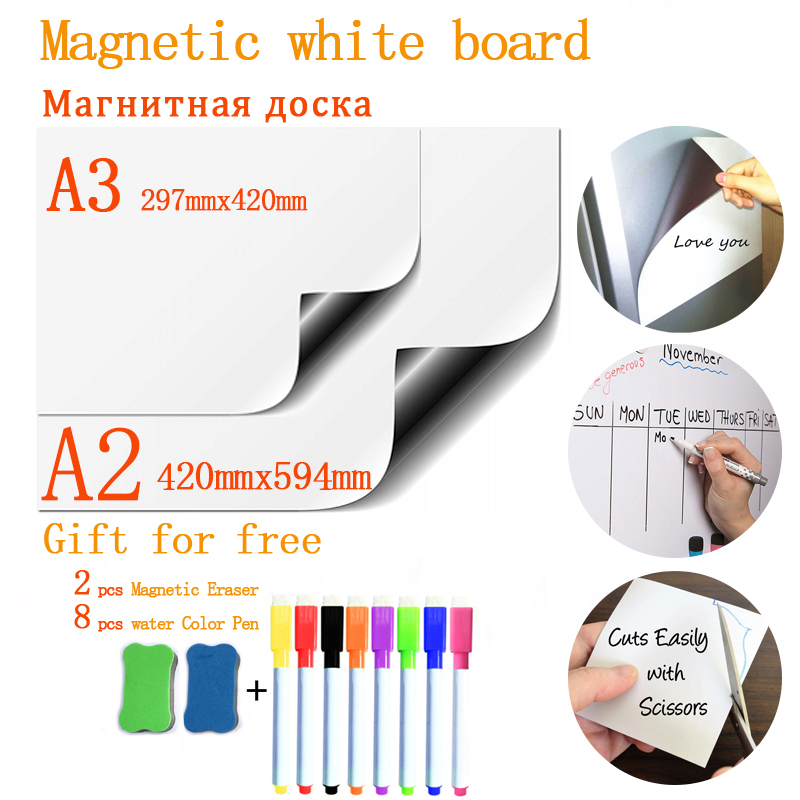 Soft Fridge Stickers Size A2+A3 Magnetic Whiteboard for Kids Dry Eraser School Memo Presentation writing drawing bulletin board