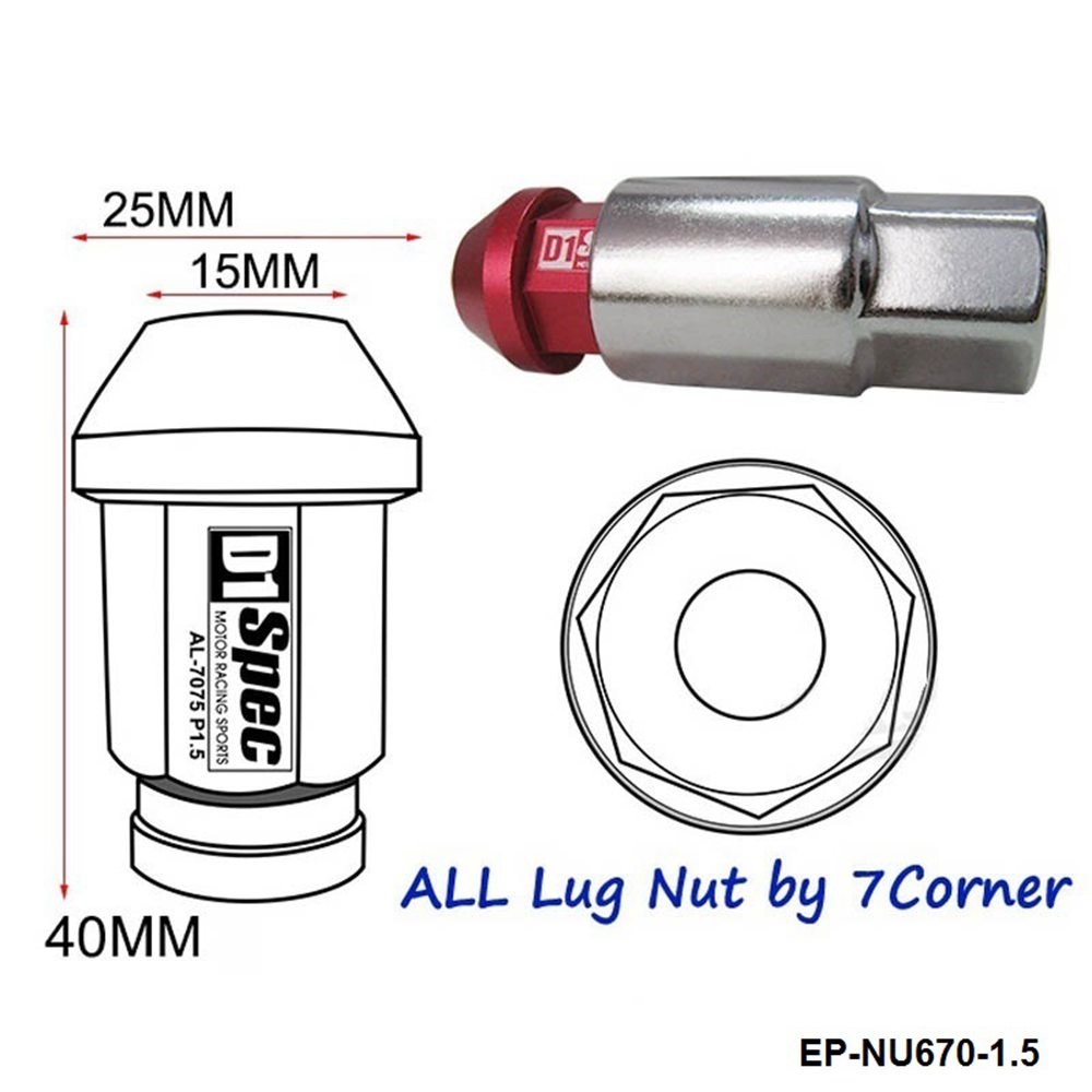 D1Spec Extended Open End Wheel Lug Nuts With Lock M12X1.5 20pcs With Lock For Toyota etc EP-NU670-1.5