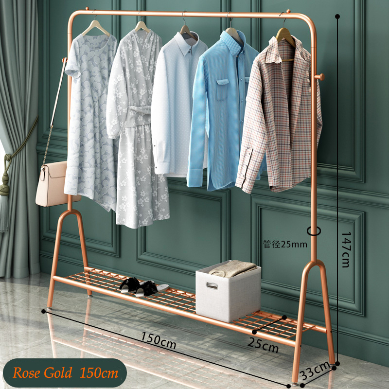 Single Pole Drying Rack Indoor Floor-Standing Clothes Hanger Balcony Clothing Drying Shelf Shoe Holder Home Space Saving Shelf