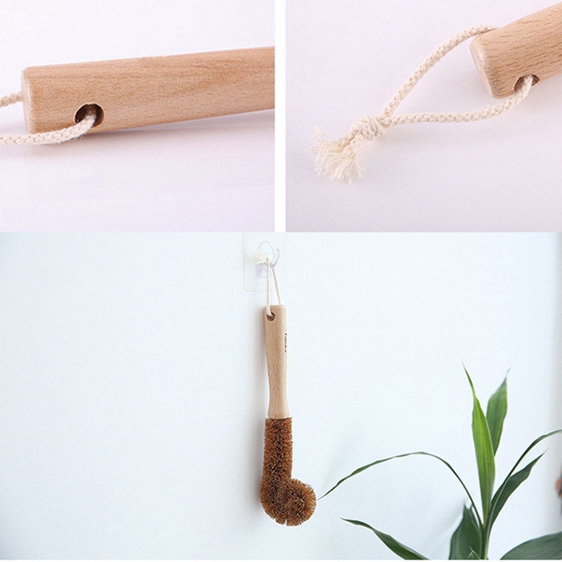 Coconut Palm Long Cup Coffee Tea Glass Brushes Cleaning helper Bottle For Brush Kitchen Handle Tool decontamination