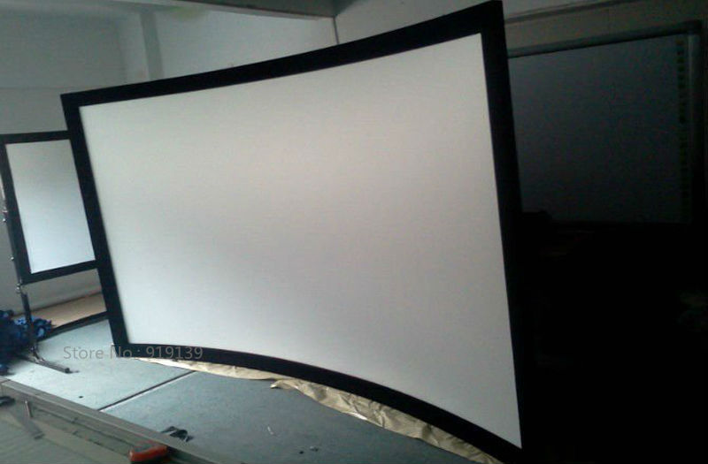 Wholesale Retail Digital 3D Projector Screen 92 Inch View Size 114x223cm Curved Fixed Frame Projection Screens 1080P Show