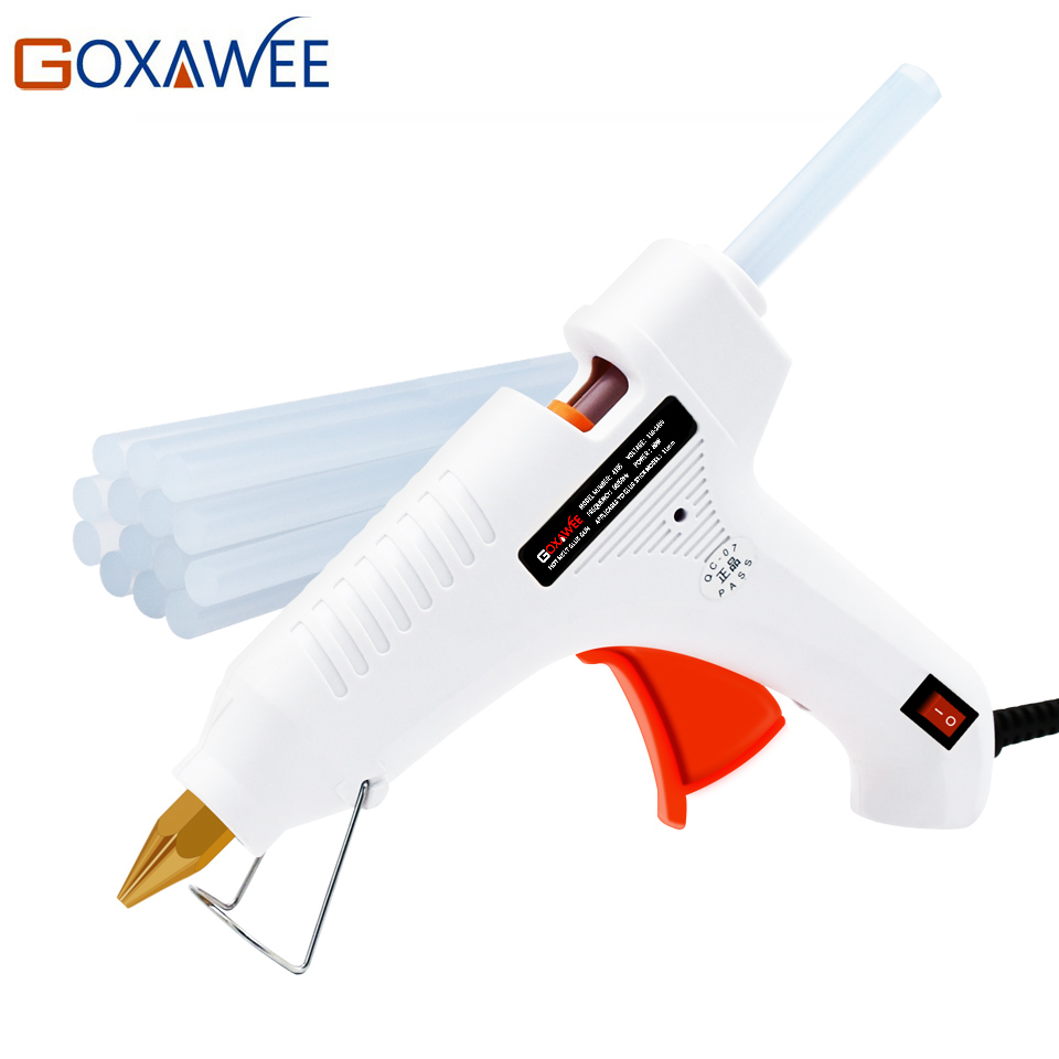 GOXAWEE 20W 80W 105W Hot Melt Electric Heat Glue Gun Brass Nozzle with 10pcs Hot Melt Glue Sticks Craft Repair Home DIY Tools